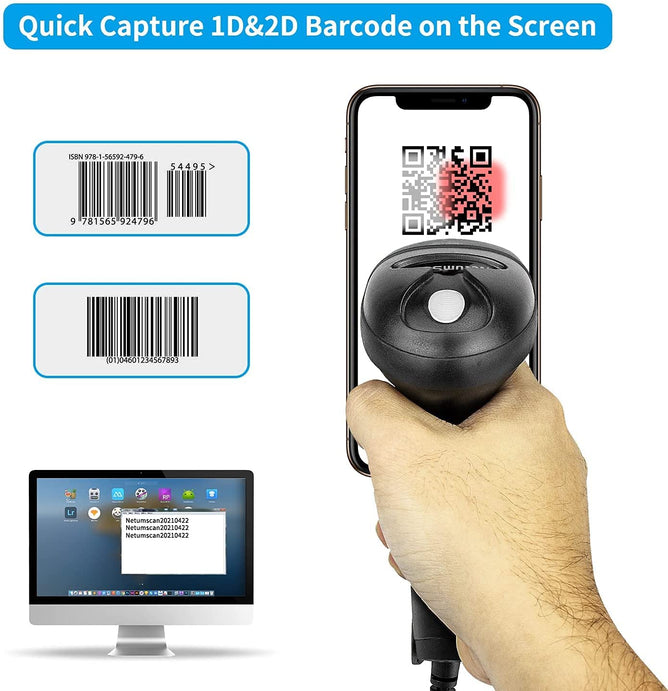 NSL5 Wired 2D Barcode Scanner - Handheld USB QR Bar Code Reader/Imager