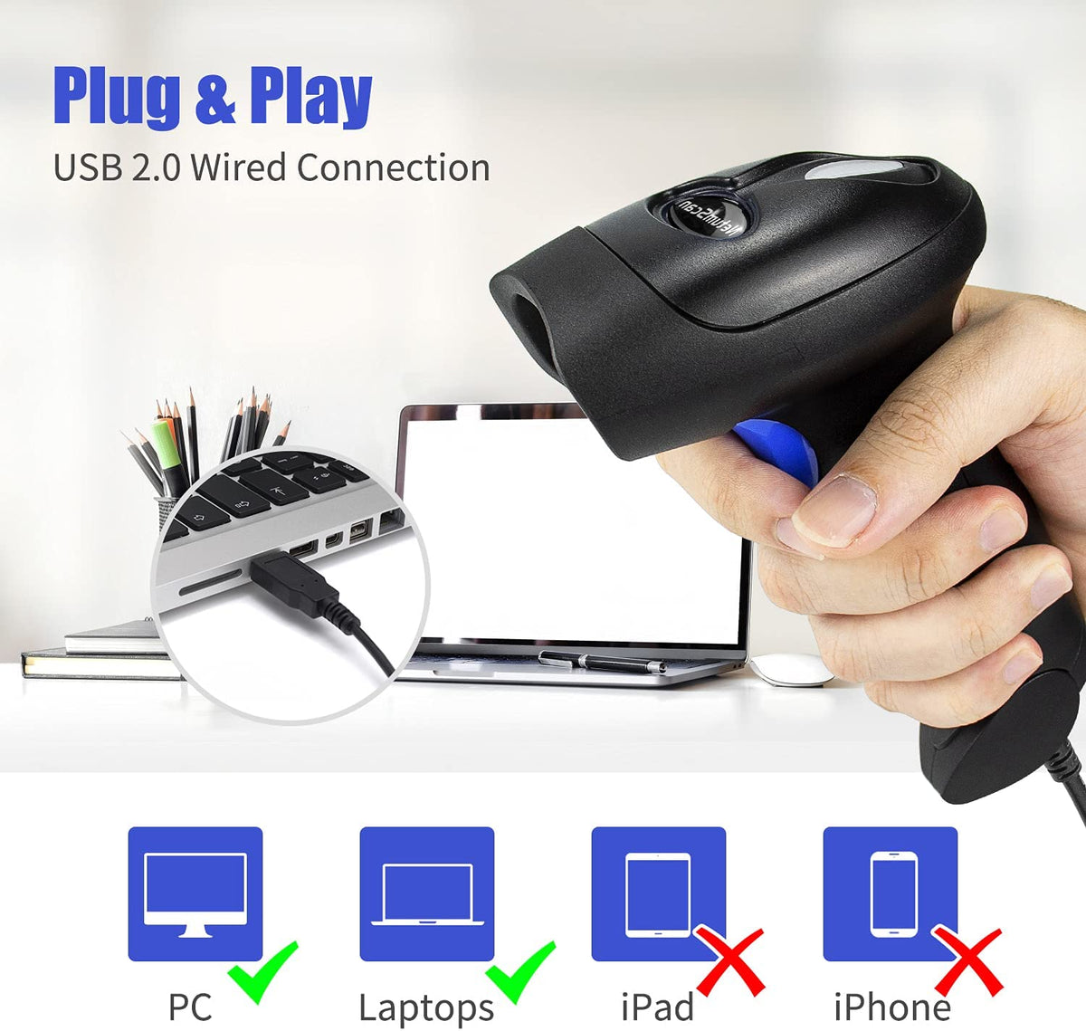 Usb Code Scanner NSL3 Wired 1D Barcode Scanner - Handheld USB CCD Bar Code Reader(Code