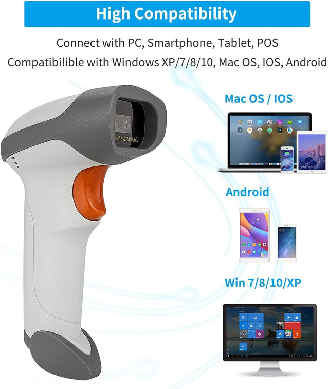 NSL8BL Bluetooth 2D Barcode Scanner, 3 in 1 Automatic Wireless QR Code