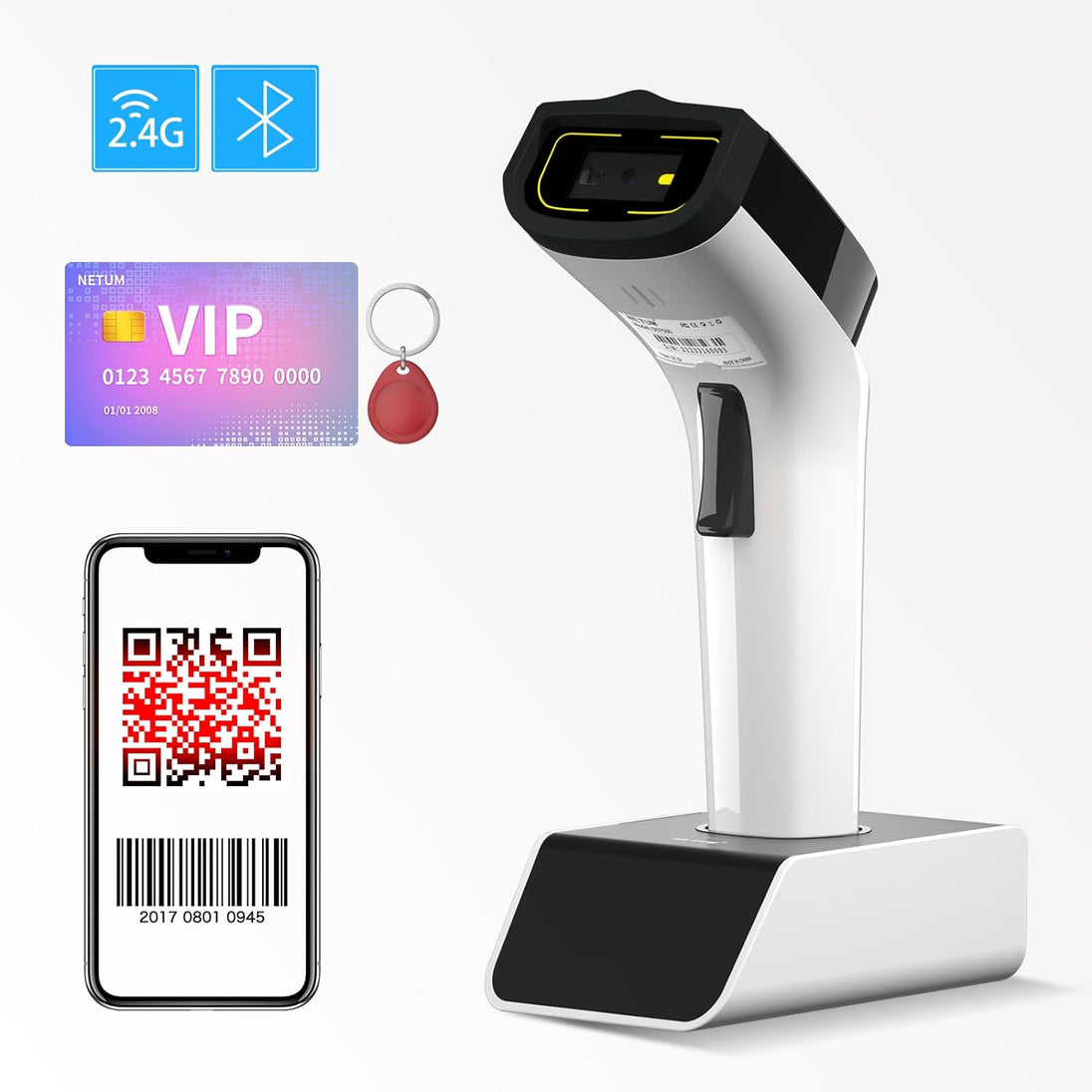Rf Tag Reader DS8100 Wireless Hybrid RFID Imager, NFC HF RFID Tags Reader and 1D/2D