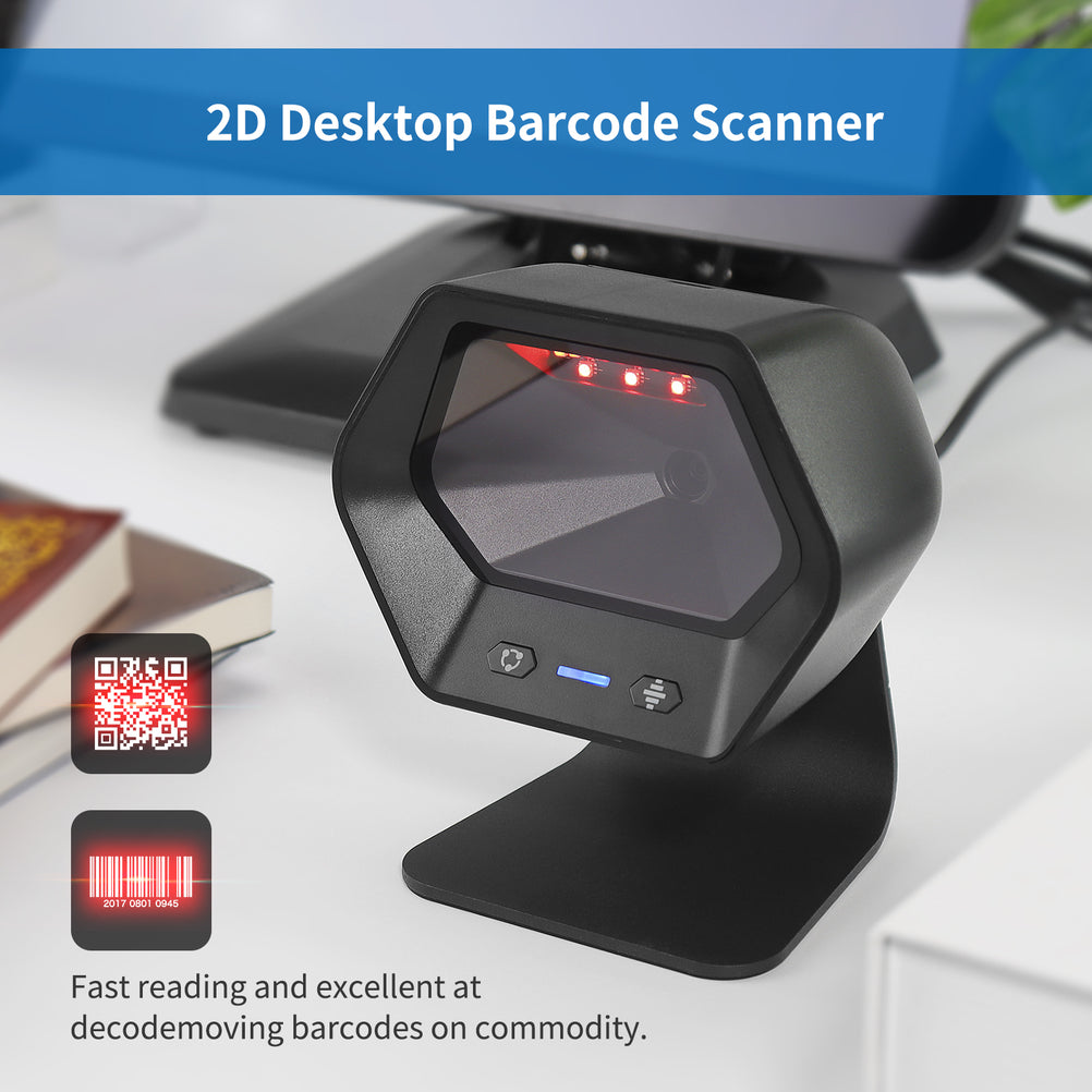 Desktop Instrument Scanner NS7060 Desktop QR Barcode Scanner Omnidirectional, Hands-Free Automati