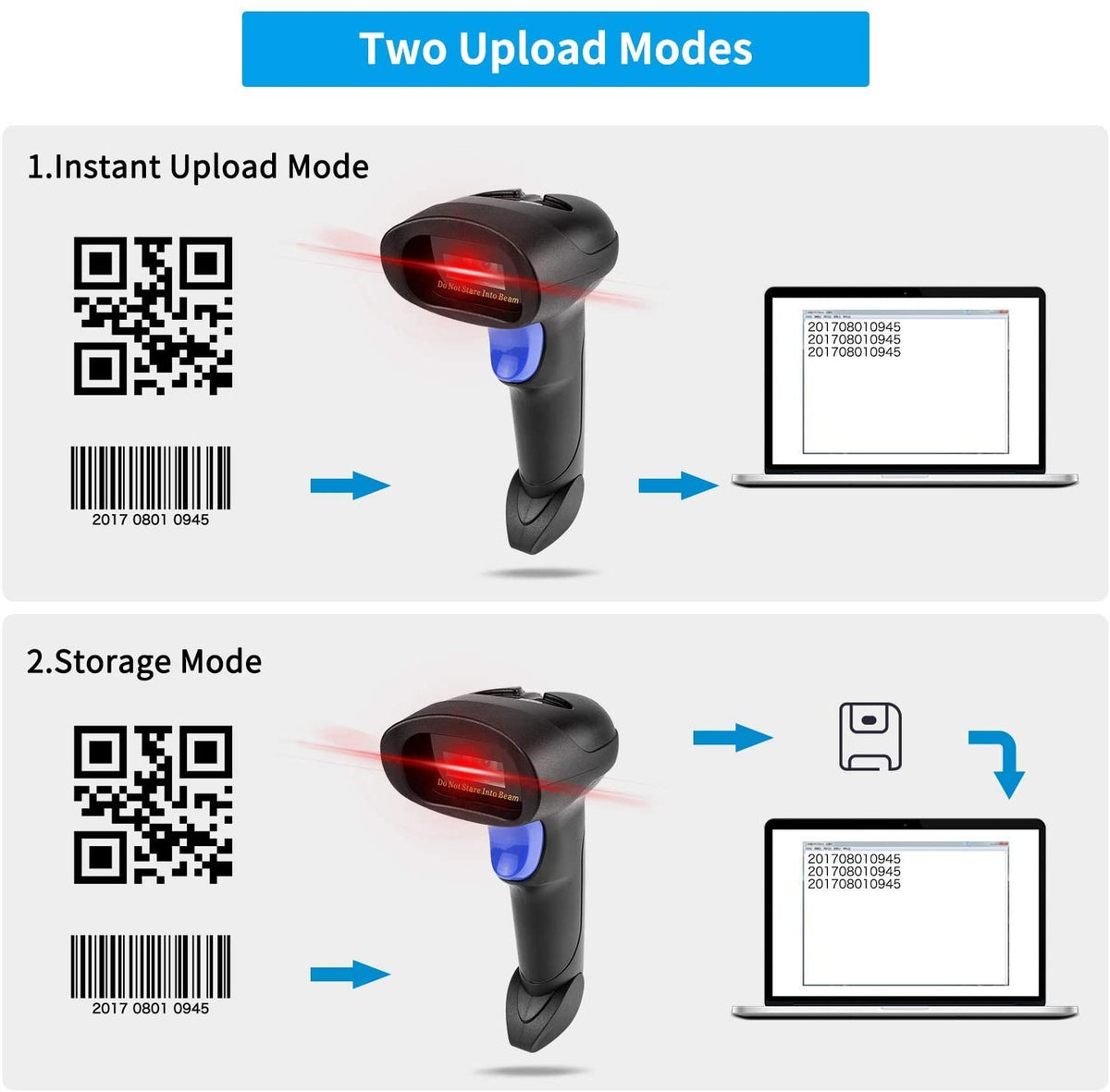 Incode Scanner NSL8 Wireless 2D Barcode Scanner - Handheld QR Bar Code Reader Scan PD