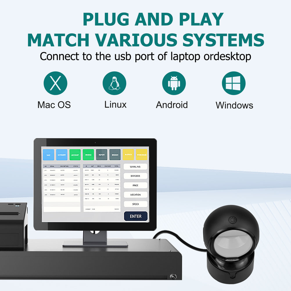 NetumScan Omnidirectional Desktop Barcode Scanner - NSA5